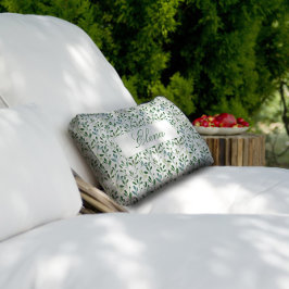 Almofada Lombar Nome das folhas do padrão verde