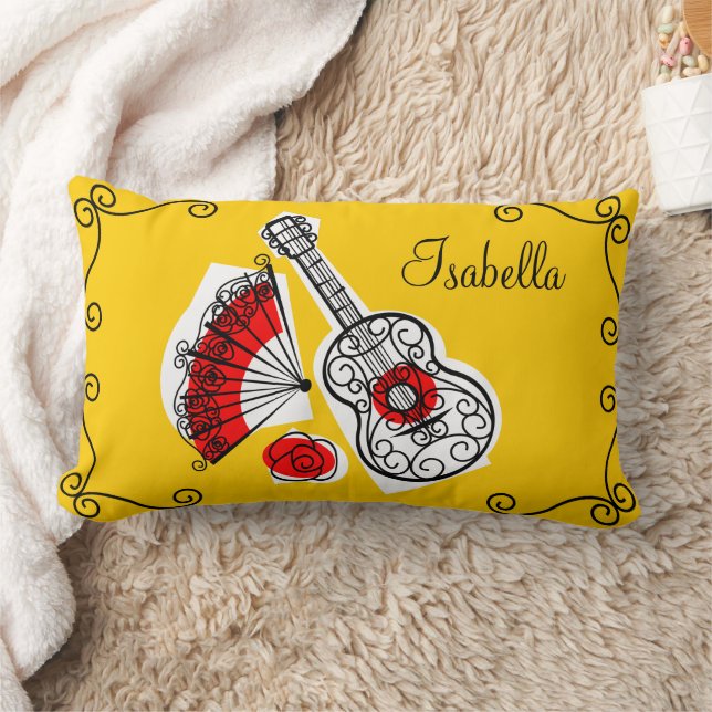 Almofada Lombar "Nome" das Souvenirs espanholas cantos vermelhos n (Cobertor)