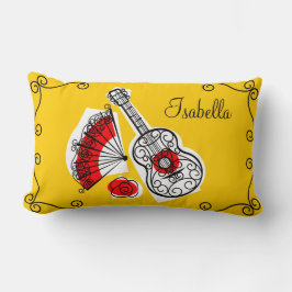 Almofada Lombar "Nome" das Souvenirs espanholas cantos vermelhos n