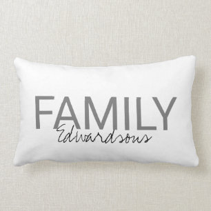 Almofada Lombar Nome de família branco fresco moderno do monogram