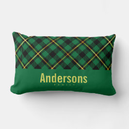 Almofada Lombar Nome de Família Personalizado Plaid de Búfalo Verd