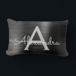 Almofada Lombar Nome do Monograma do Luxury Black Stainless Steel<br><div class="desc">Preto Faux escovado Metálico Metálico Sem Aço Inoxidável Nome Monograma Mousepad. Este monograma de Mousepad pode ser personalizado para incluir seu primeiro nome e inicial e é perfeito para a escola ou o escritório e faz um excelente de Natal ou Presente de Aniversário.</div>