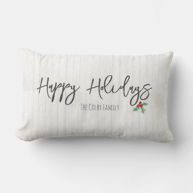 Almofada Lombar NOME FELIZ DA Família Holly White Barn (Frente)
