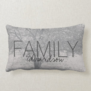 Almofada Lombar Nome moderno do monograma da família da natureza