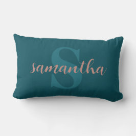 Almofada Lombar Nome personalizado azul marinho & rosa
