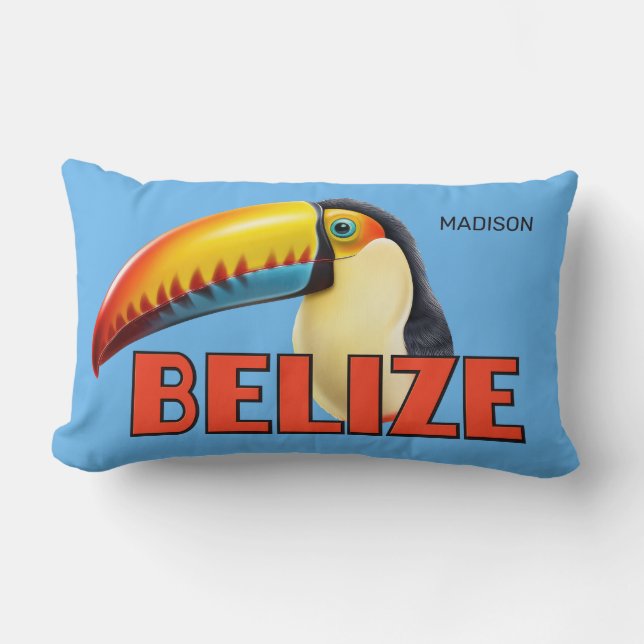 Almofada Lombar Nome personalizado BELIZE Toucan (Frente)