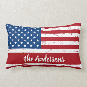 Almofada Lombar Nome Personalizado de Bandeira Americana Patrióti