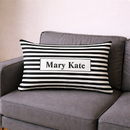 Almofada Lombar Nome Personalizado - Faixa Preta/Branca