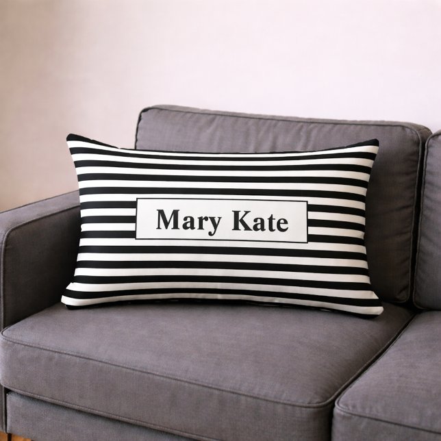 Almofada Lombar Nome Personalizado - Faixa Preta/Branca (Criador carregado)