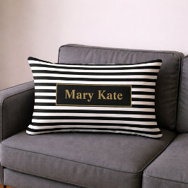 Almofada Lombar Nome Personalizado - Faixa Preta/Branca