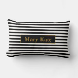 Almofada Lombar Nome Personalizado - Faixa Preta/Branca