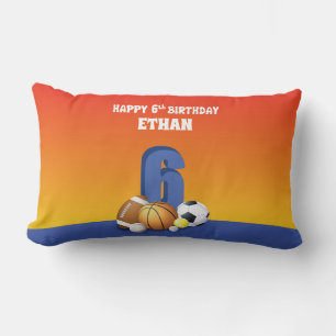 Almofada Lombar Nome Personalizado Menino 6º Aniversário Bolas Esp