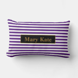 Almofada Lombar Nome Personalizado Rotas Roxas/Brancas