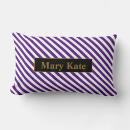 Almofada Lombar Nome Personalizado Rotas Roxas/Brancas