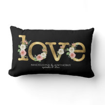 Nomes em Aquarela Floral Preto Dourado Casamento