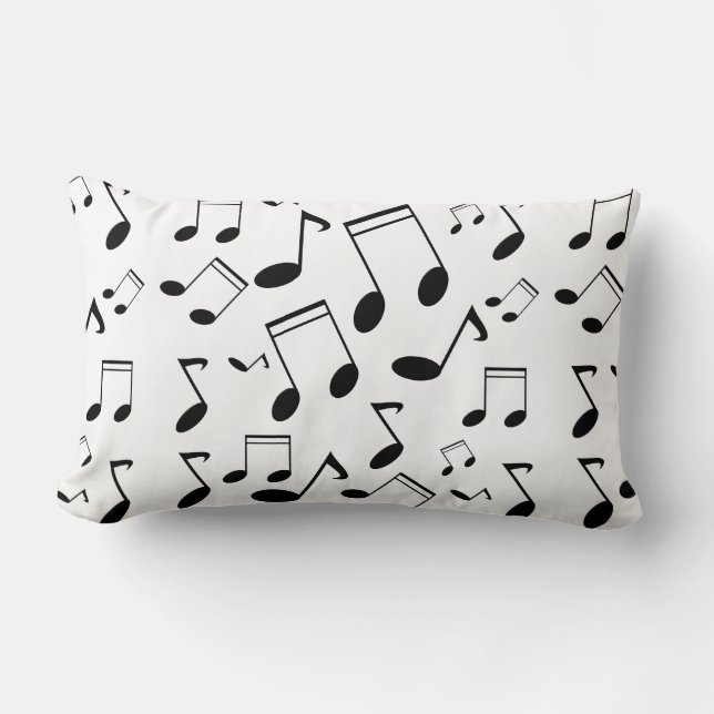 Almofada Lombar Notas de música em preto (Frente)