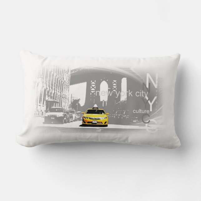 Almofada Lombar Nova Iorque Nyc Yellow Taxi Pop Art (Frente)