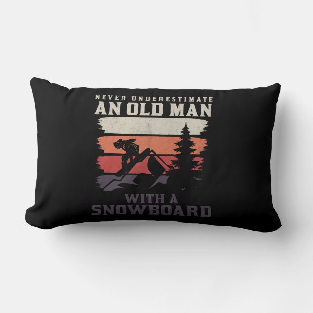 Almofada Lombar nunca subestime um velho com um snowboard (Frente)
