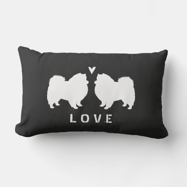 Almofada Lombar O cão Eskimo americano mostra em silhueta o amor (Frente)