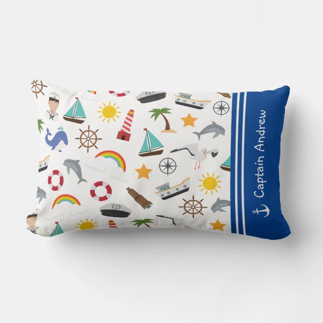 Almofada Lombar O Capitão Sailor Náutico de Young Boy (Frente)