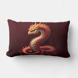 Almofada Lombar O dragão serpente dourado.