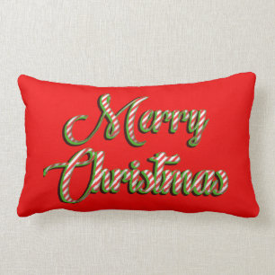 Almofada Lombar O Feliz Natal descansa o verde branco vermelho das