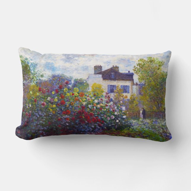 Almofada Lombar O jardim de Monet em Argenteuil Claude Monet (Frente)