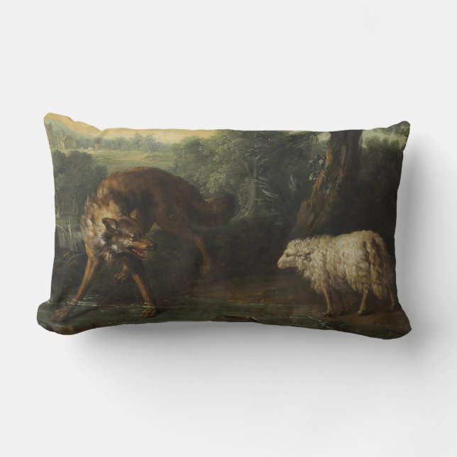 Almofada Lombar O Lobo e o Lamb (por Jean-Baptiste Oudry) (Frente)