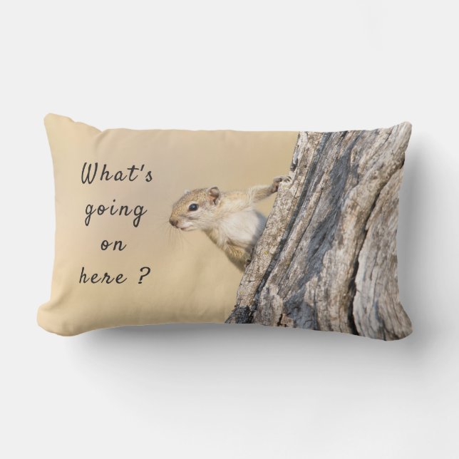 Almofada Lombar O que está acontecendo aqui, foto de esquilo com t (Frente)