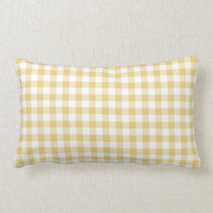 Almofada Lombar Ocre amarelo e teste padrão branco do guingão