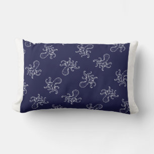 Almofada Lombar Octopus branco na náutica azul oceânica marinho