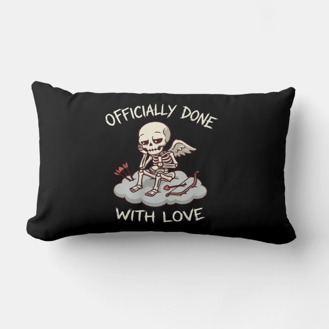 Almofada Lombar Officially Done With Love Skeleton Cupid Design (Frente)