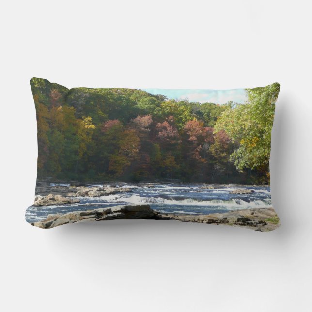 Almofada Lombar Ohiopyle River Rapids in Fall Pennsylvania Autumn (Frente)