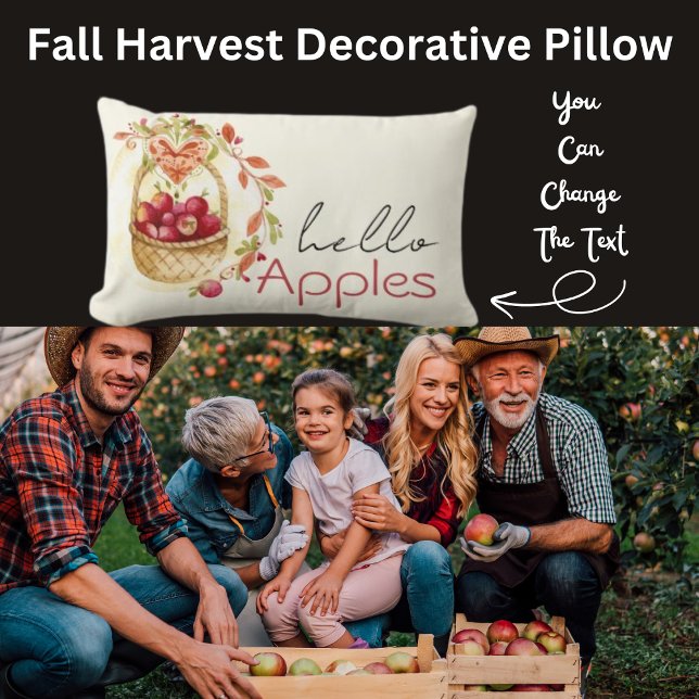 Almofada Lombar Olá Apples Travesseiro Vermelho (Fall Harvest Decorative Pillow)