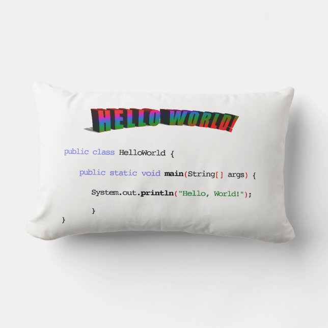 Almofada Lombar Olá, geek mundial saudando Java (Frente)