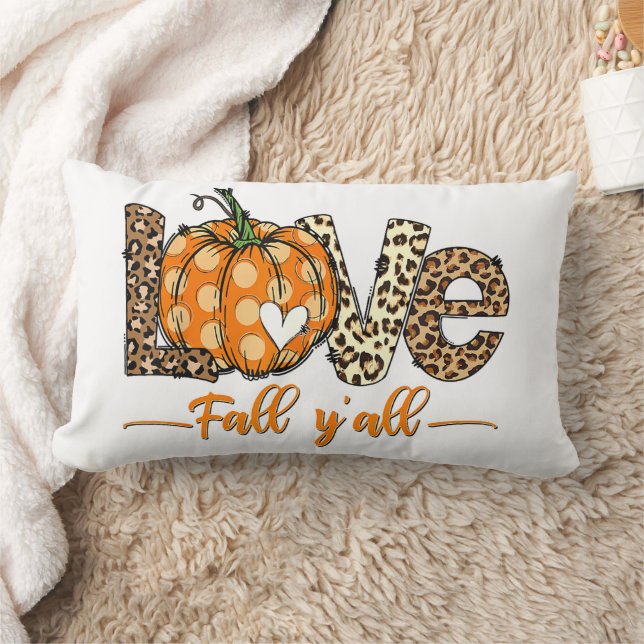 Almofada Lombar Olá, Pumpkin Fall Y'All Leopard Love (Cobertor)