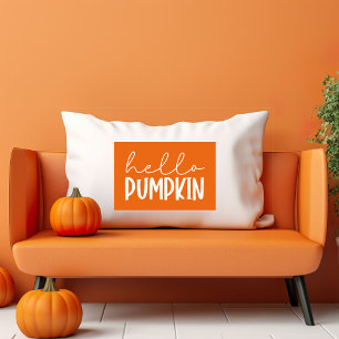 Almofada Lombar Olá, Pumpkin White Text Em Laranja