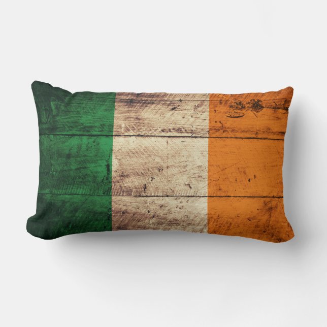 Almofada Lombar Old Wooden Ireland Flag (Frente)