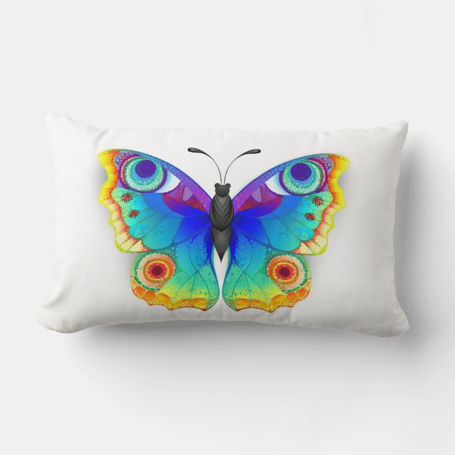 Almofada Lombar Olho Peacock da Borboleta Arco-Íris (Frente)