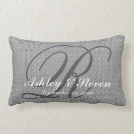 Almofada Lombar Olho Russo de Cinza Monograma de Casamento