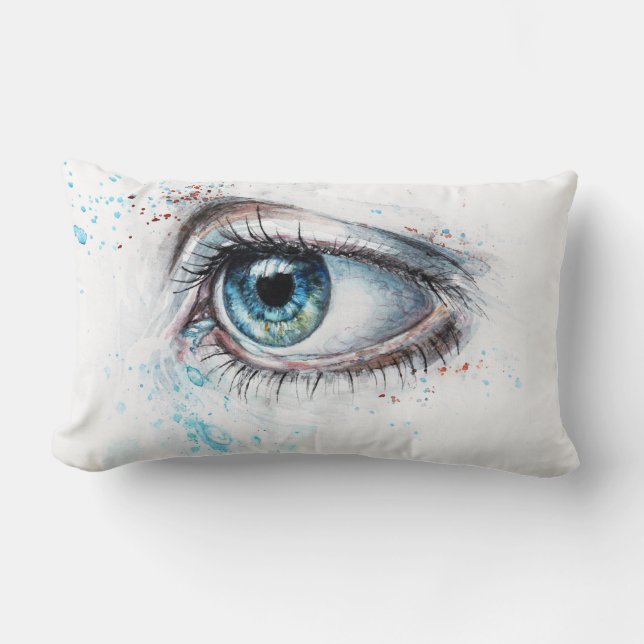 Almofada Lombar Olhos Azuis em Choro (tristeza, simpatia e depress (Frente)