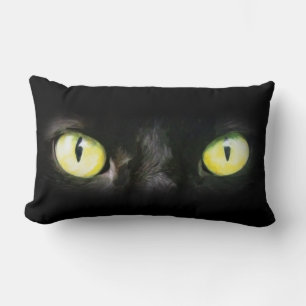 Almofada Lombar Olhos de gato preto o Dia das Bruxas assustador