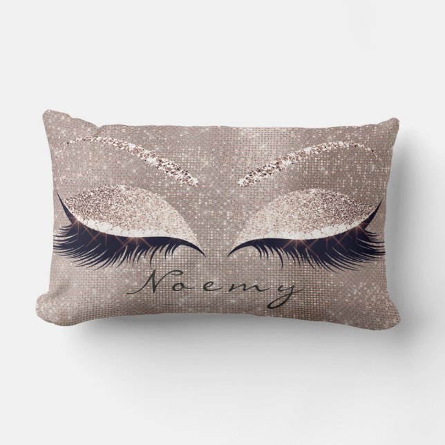 Almofada Lombar Olhos Lashes Brilhantes Glam Preto NomeSequin (Frente)