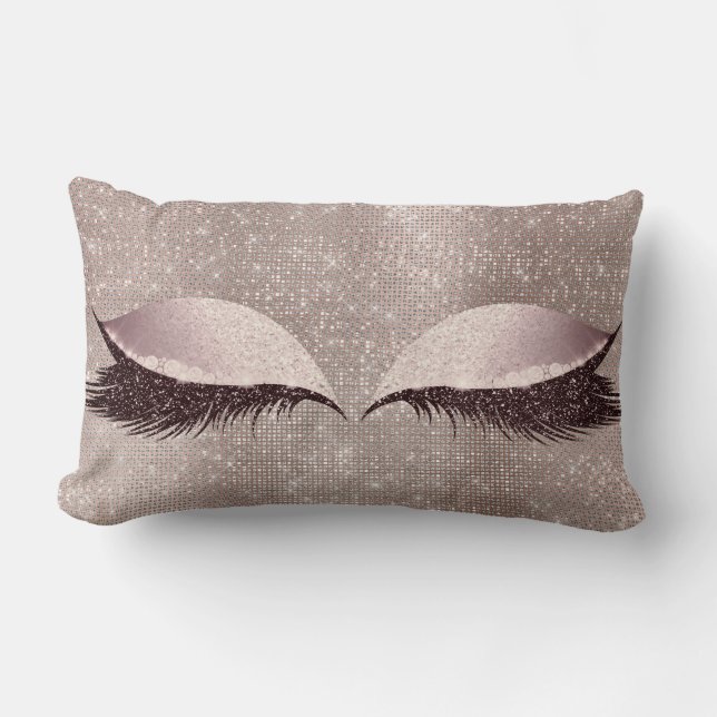 Almofada Lombar Olhos Vermelhos Glam Sono com Brilho Compor Sequên (Frente)