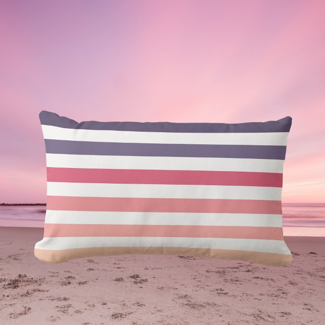 Almofada Lombar Ombre Beach Sunset Strips Dusky Purple e Pink (Criador carregado)