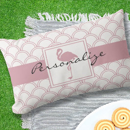 Almofada Lombar Onda Art Déco padrão Flamingo Rosa