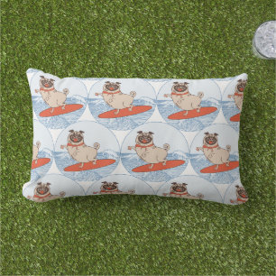 Almofada Lombar Onda cavalgando cachorro feliz na pilha lombar do