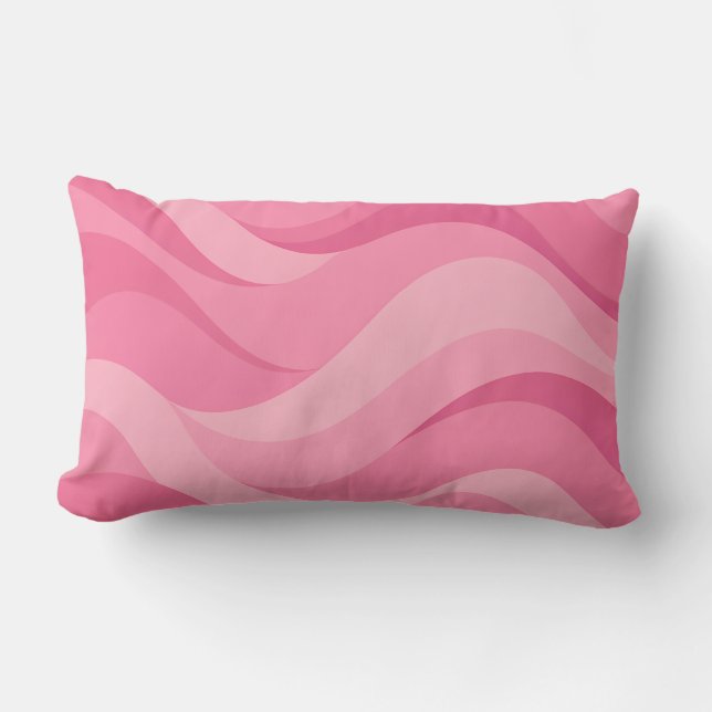 Almofada Lombar Ondas Abstratas Rosa Suave (Frente)