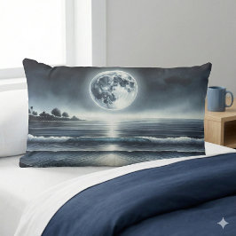 Almofada Lombar Ondas do Oceano ao Luar Céu Noturno Celestial