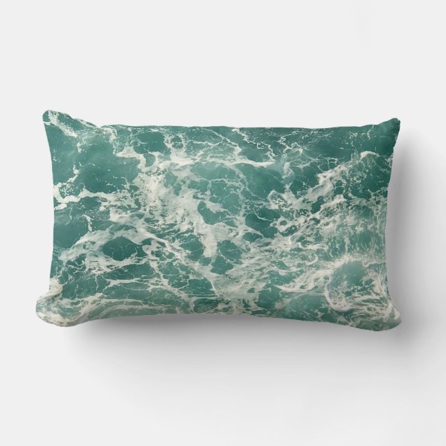 Almofada Lombar Ondas Verdes Azuis (Frente)